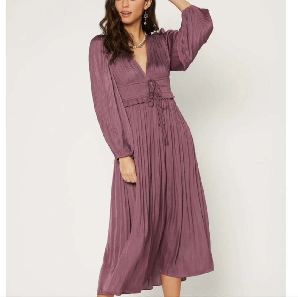 Current air Anthropologie Sidonie Pleated Maxi Dress L